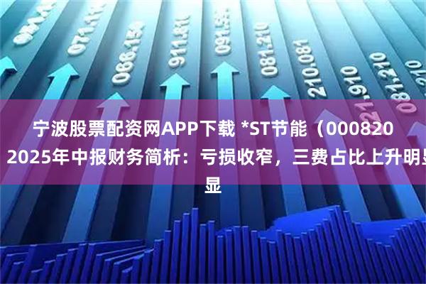 宁波股票配资网APP下载 *ST节能（000820）2025年中报财务简析：亏损收窄，三费占比上升明显