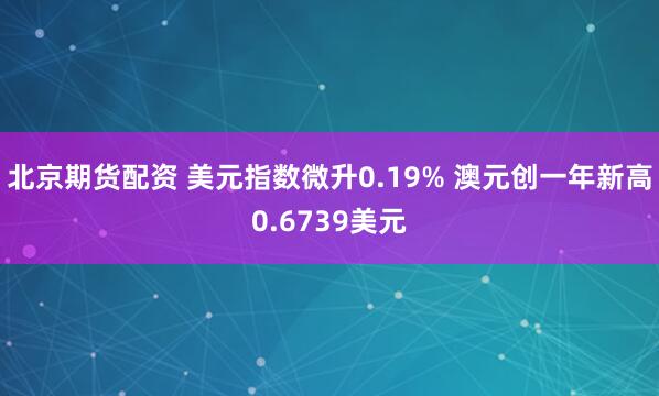 北京期货配资 美元指数微升0.19% 澳元创一年新高0.6739美元