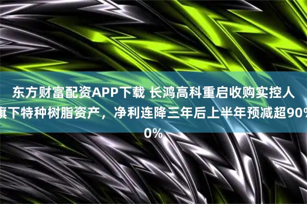 东方财富配资APP下载 长鸿高科重启收购实控人旗下特种树脂资产，净利连降三年后上半年预减超90%